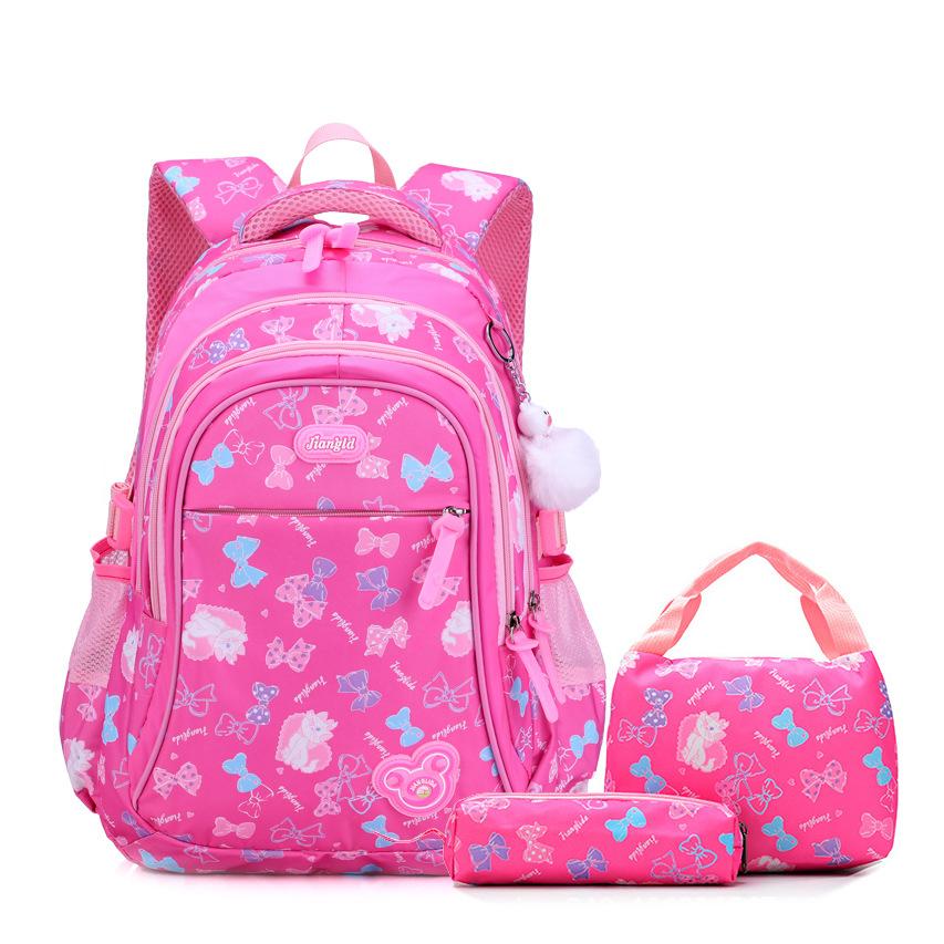 Cartoon Print Backpack Set 3 Piece School Bag with Lunch Bag and Pencil Case Casual Outdoor Backpack Set