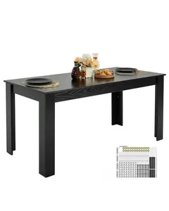 63 Inch Rectangle Dining Table In Black Wood Finish For 4-6 People - Kitchen Table Top Only, Solid Wood Construction, Large Family Dining Surface, Durable Finish, Easy Assembly, Ideal For Dining Room Or Kitchen
