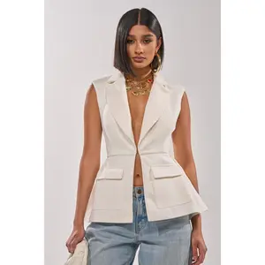 NAOMI BLAZER VEST IN WHITE
