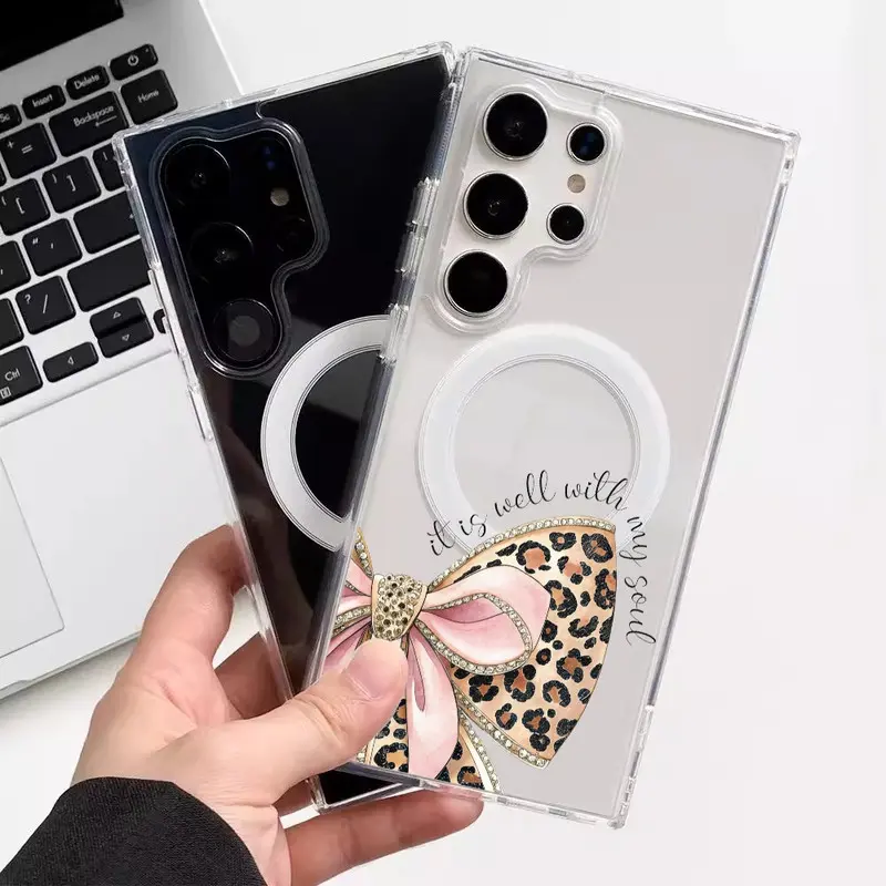 A large spotted bow For  GalaxyS25/ S24/S23/S22 S24+/S23+/S22+Ultra FE Plus all inclusive anti fall phone case Protection Cover shock poof case Screen Protector Casin-51YKLSX-19