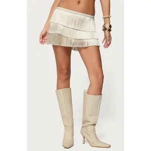 Edikted Women's Sarai Tiered Fringed Mini Skirt - Multicolor