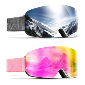 2pcs Polarized Ski Goggles for Men & Women - Anti-Fog, UV Protection, Magnetic Lenses, Removable Spherical Lenses, Durable PC Frame, Colorful Winter Sports Eyewear for Snowboarding, Skiing & Outdoor Winter Activities