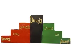 Red, Black, and Green Kwanzaa Kinara – Swahili Principles Engraved