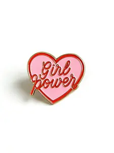 Girl Power Heart Badge, Cartoon Style Women Empowerment Pin, Fashionable Bag and Clothing Accessory, Unique Gifts for Her