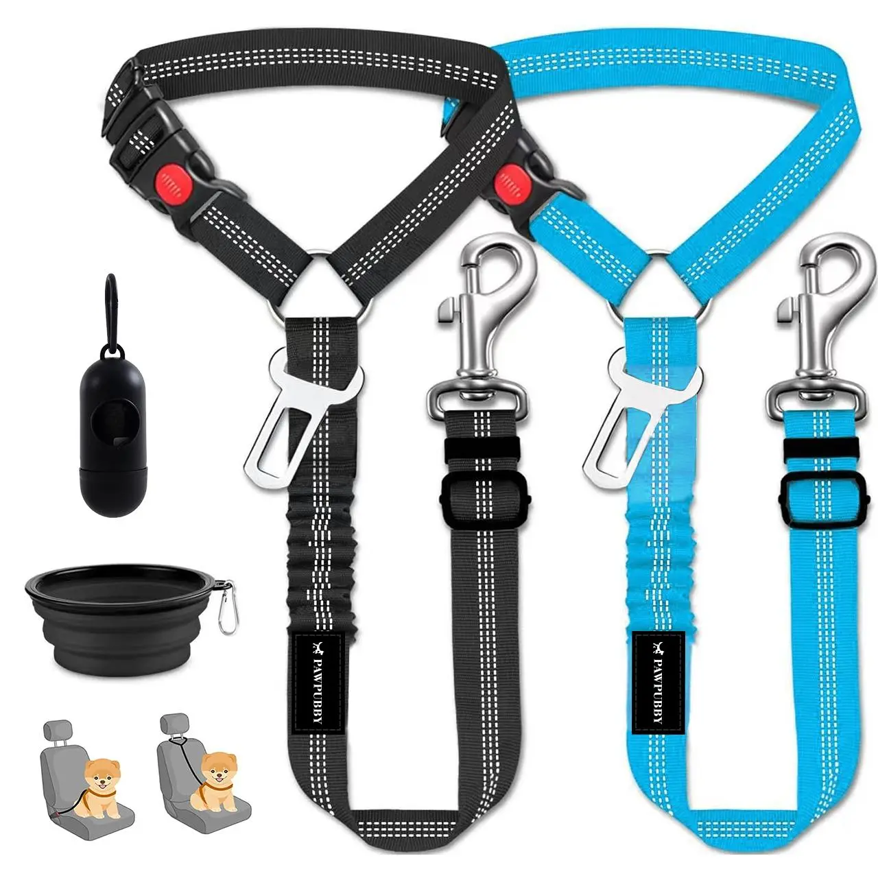 4 Piece Dog Car Seat Belt Set – Include Travel Safety Collars Sale travel accessories No Tangle Leash Swivel Leash Universal Harness dogaccessories,Summervibes,Petlovers
