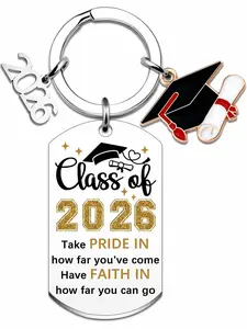 Graduation Keychains Set of 8, Cute Letter Number Pattern, Iron Alloy Material, Acrylic Pendant, Suitable for High School & Master Students