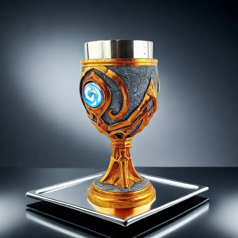 Mystic Frost Rune Goblet – Fantasy Stainless Steel Beer Mug | Medieval Gaming Chalice for Collectors