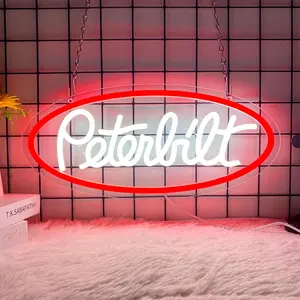 Peterbilt Neon Sign for Wall Decor, Peterbilt Garage Truck Led Neon Light Sign USB Powered for Farm Bedroom Man Cave Bar Birthday Gifts