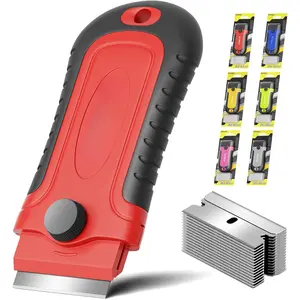 1 Pack Razor  Scraper with 15 Extra , Scraper Tool for Cleaning Window, , Cooktop, Oven, Glass Stove Top Scraper, Razor Scraper with Buit-In  Storage