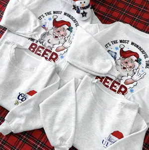 Custom Santa Drink 2-Side Sweatshirt, Santa Beer Sweatshirt, It's The Most Wonderful Time Shirt, Santa Claus Shirt, Gift For Her, Gift For Him, Christmas Gift Idea