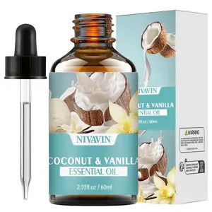 Coconut & Vanilla Essential Oil, 1 Piece Aromatherapy Natural Oil with Glass Dropper, Diffuser Oil for Making Candle, Soap, Bath Bombs Skin & Hair Care Items