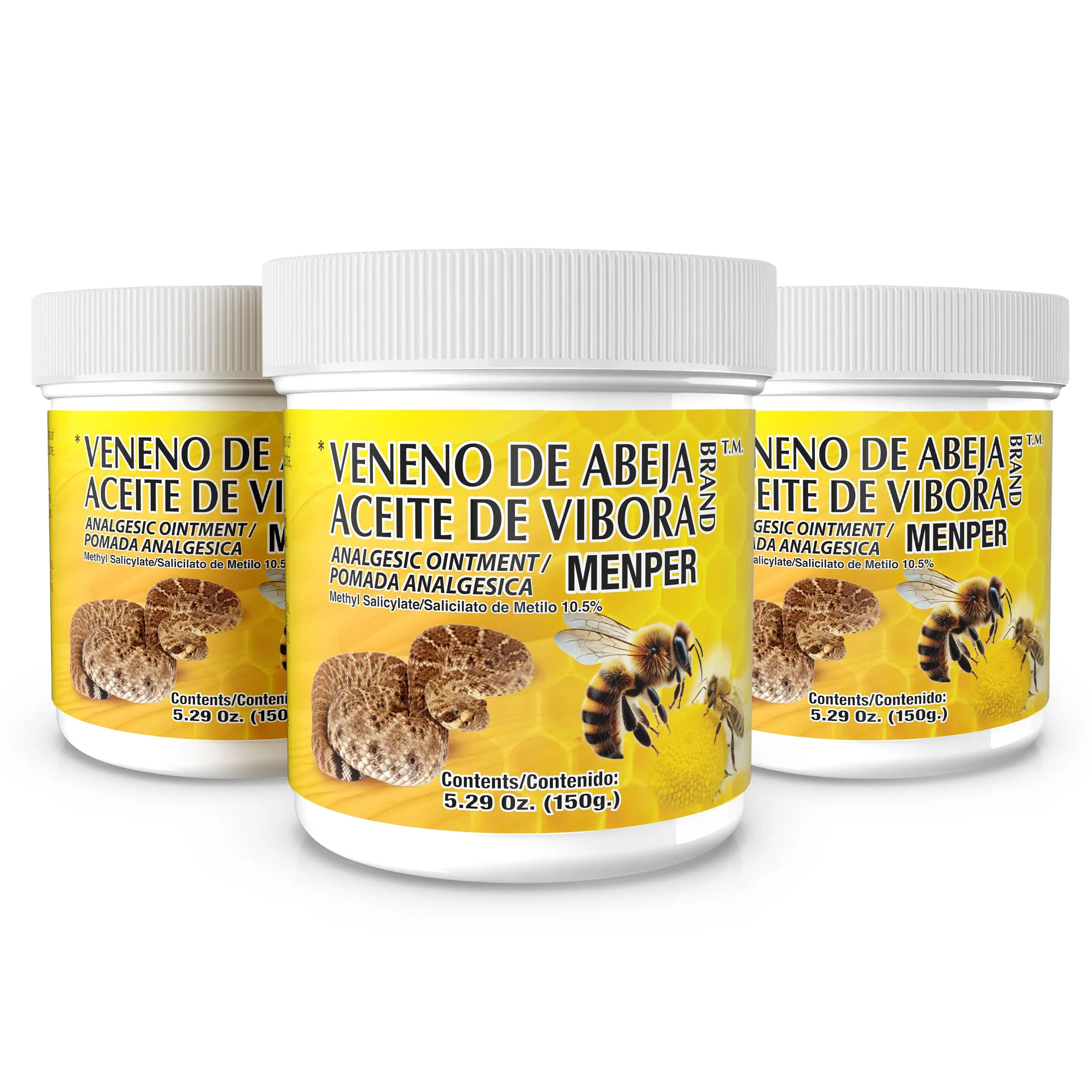 Therapeutic Bee Venom & Viper Oil Pain Relief Balm - OTC Healthcare Solution, Topical Analgesic Ointment for Inflammation Reduction, Fresh Scent, 5.29 Oz Jars (Pack of 3)
