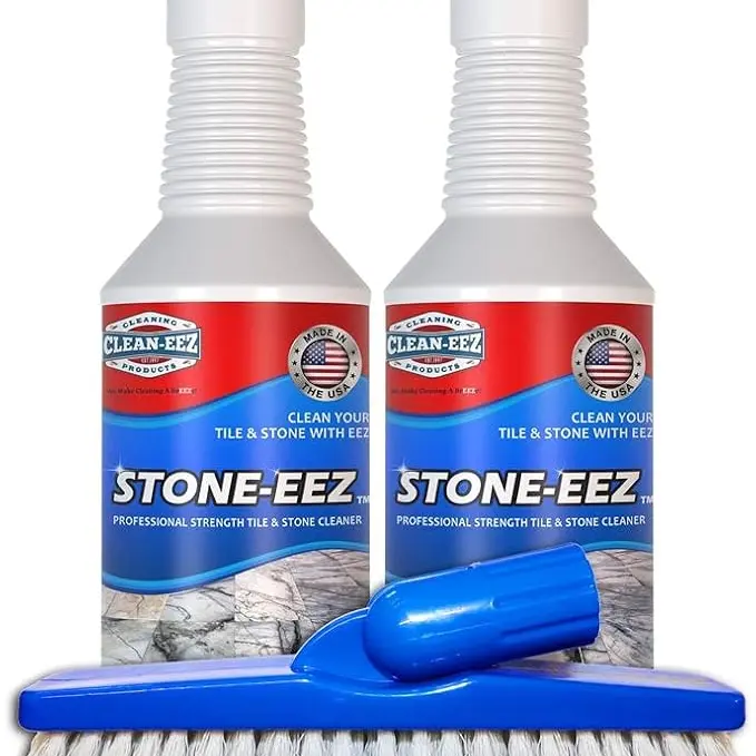 Clean-eez Stone-eez Natural Stone Cleaner, 2-Pack 32 oz with Stand-Up Grout Brush