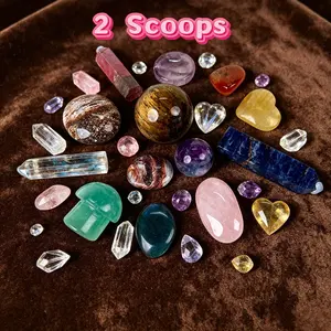2 Scoops-Mystery Crystal Scoop with Healing Stones, Rare Crystals Surprise, Perfect for Gifts & Collectors