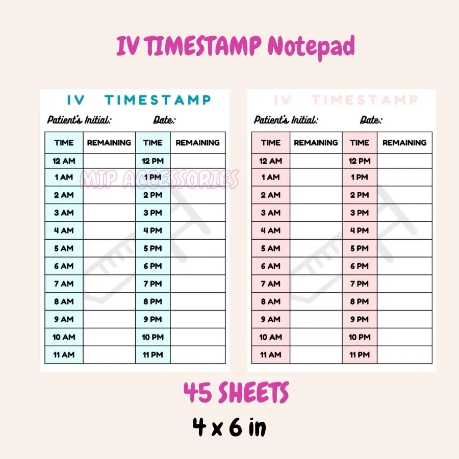 IV Timestamp Memo Pads Notepad 45 sheets 4x6 inches size For Medical Student & Nurse  - Buy 2 Get Pen & Pencil for FREE