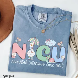 NICU Nurse Shirt, Comfort Colors, Neonatal Intensive Care Unit Tee, RN, Doctor, Crew, Cute Goose, Flowers, Graduation, Appreciation, Gift