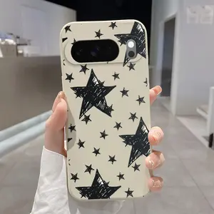 Rounded Edge Phone Case for Google Pixel 10 9 8 7 Pro A XL Star Sketch Pattern Anti-Scratch Shockproof TPU Bumper Drop-proof Cover Cellphone Protective