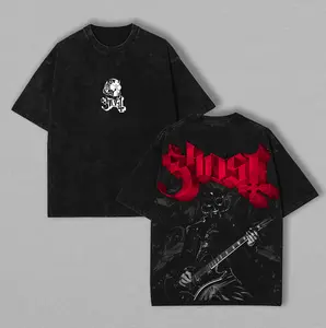 GHOST BAND Double Printed Vintage Washed Tee  Unisex Oversize | Heavyweight Cotton Ghost Band Tee | Metalcore Merch | Streetwear | Gift for Rock Fans | Oversize Tee