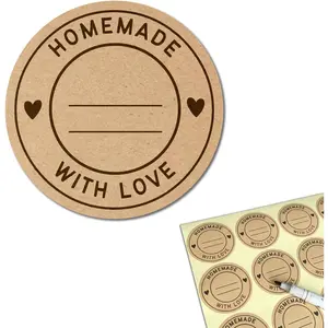 300 Pieces, 2" - Homemade with Love Stickers, Canning Labels for Jars to Write On