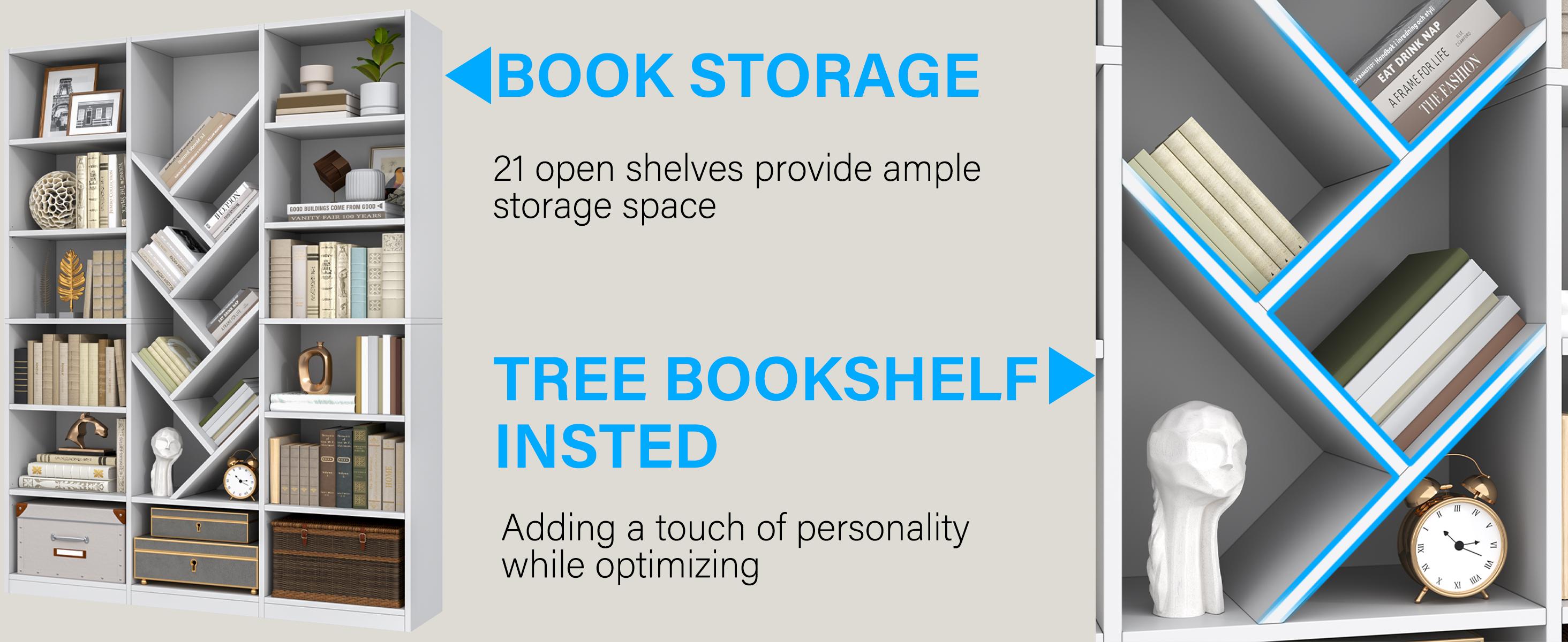 70.87" Tree Bookshelf for Corner, 21-Shelf Tall Bookcase with Adjustable Storage, Large Wood Display Shelf for Books Plants, Space-Saving Organizer for Small Apartment Living Room 70.87" Tree Bookshelf for Corner, 21-Shelf Tall Bookcase with Adjustable Storage, Large Wood Display Shelf for Books Plants, Space-Saving Organizer for Small Apartment Living Room