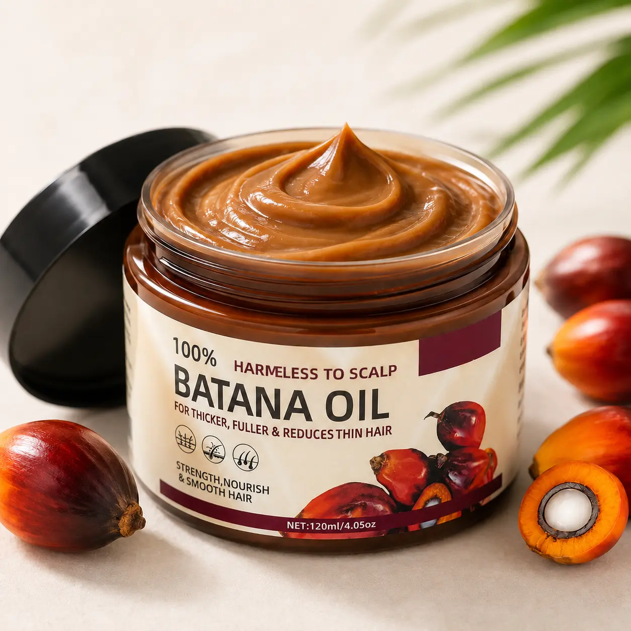 Batana Oil Hair Conditioner, Deep Conditioning Hair Mask for Dry Frizzy Hair, Scalp Nourishing Care, Smooth & Fuller-Looking Hair, 120ml