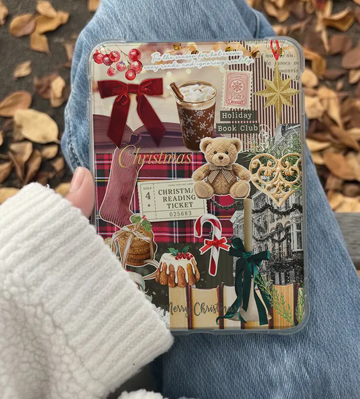 Christmas Romance Kindle Insert for Clear Device Case - Aesthetic Book Lover Decor, Cozy Reading Accessory