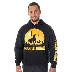Star Wars Men's The Mandalorian Silhouette Scene Sweatshirt Pullover Hoodie