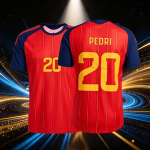 2026 Spain National Home 19# Lamine Yamal Short Sleeve Soccer Jersey Fans Version Red