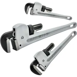 3- Heavy Duty  Straight Pipe Wrench Set, 10", 14", 18", Adjustable Plumbing Wrench Set, Drop Forged, Exceed GGG standard