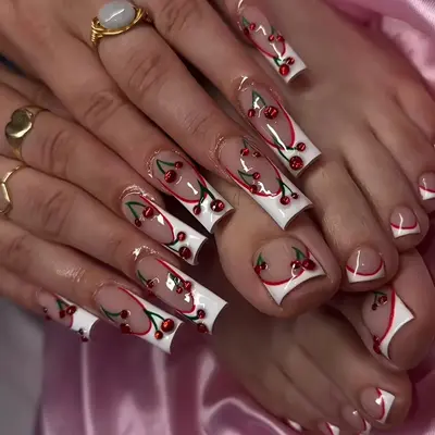White French Tip Nails with Red Bottom TikTok Shop