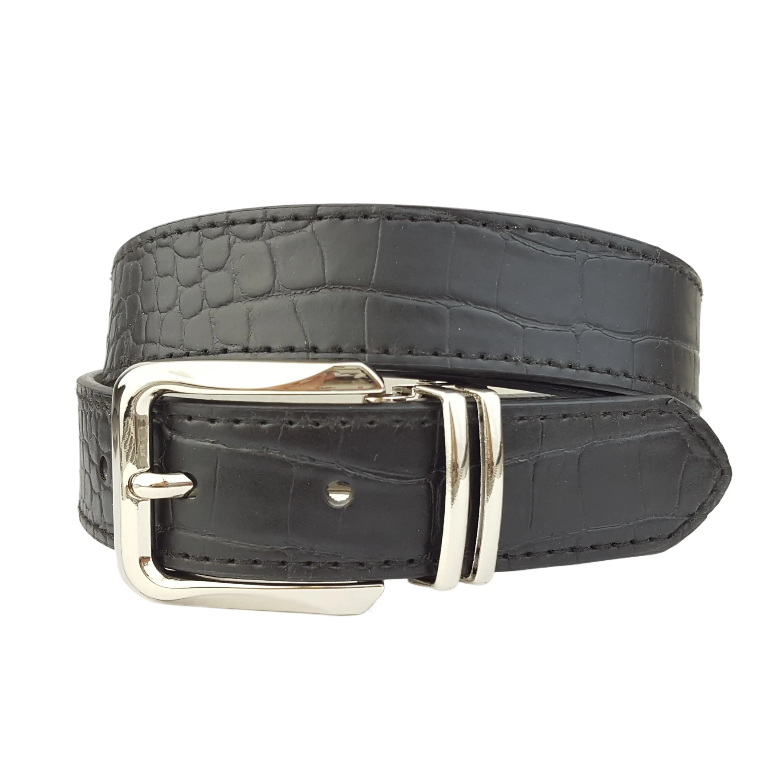 Classic Alligator Print belt in Shiny Silver Buckle