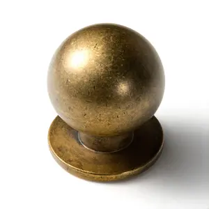 Goo-Ki Antique Brass Cabinet Knobs, Vintage Globe Drawer Pull Handles for Furniture Restoration, Solid Zinc Alloy Round Ball Hardware