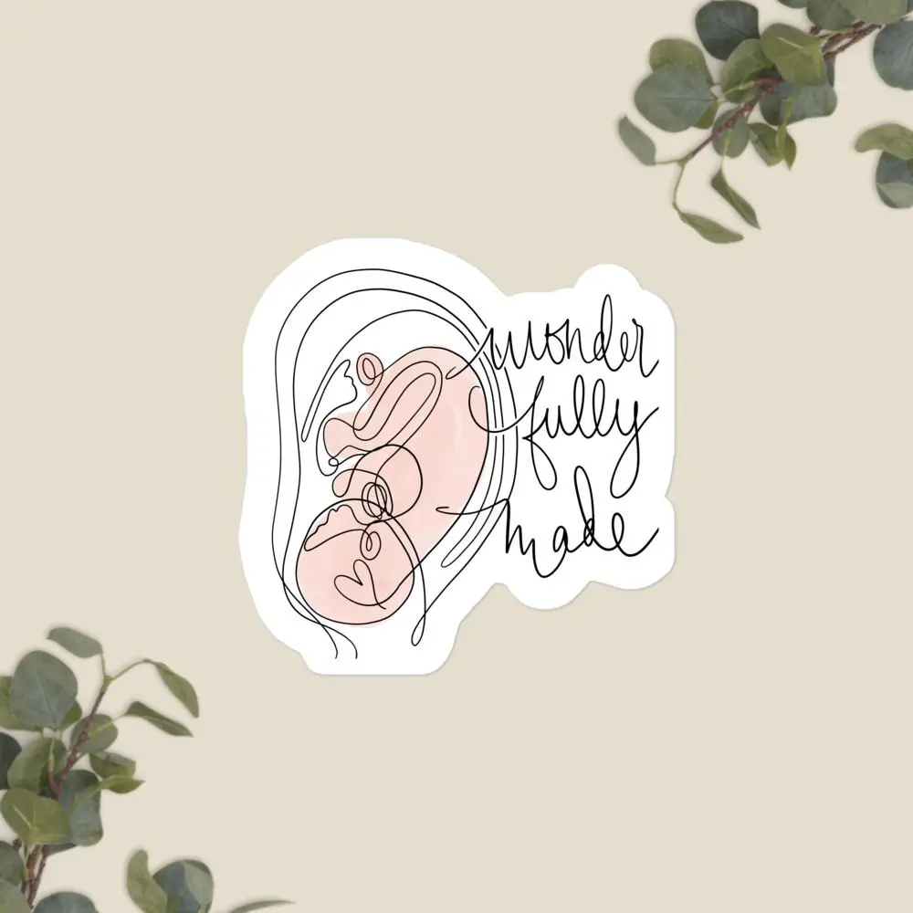 Wonderfully Made Baby in Womb Sticker | Pro-Life Vinyl Decal