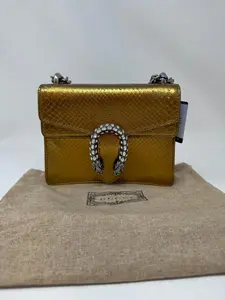 Pre-owned GUCCI Python Leather Crossbody Bags Python Mini Dionysus Bag Gold Shoulder Bags, Handbags B20 61