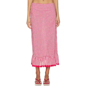 PEIXOTO Lola Maxi Skirt in Sriracha Gingham