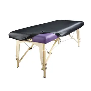 Universal Fabric Fitted Pu Vinyl Leather Protection Cover Sheet for Massage Tables, Black - Comfort Master Massage