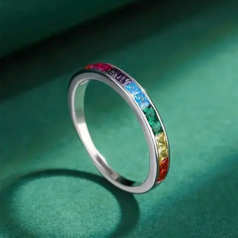 Fashion Colorful Artificial Zirconia Decor Ring, Fashion Jewelry for Party, Daily Clothing Decor, Trendy All-match & Exquisite Jewelry for Birthday Gift, Artificial Gemstone Ring