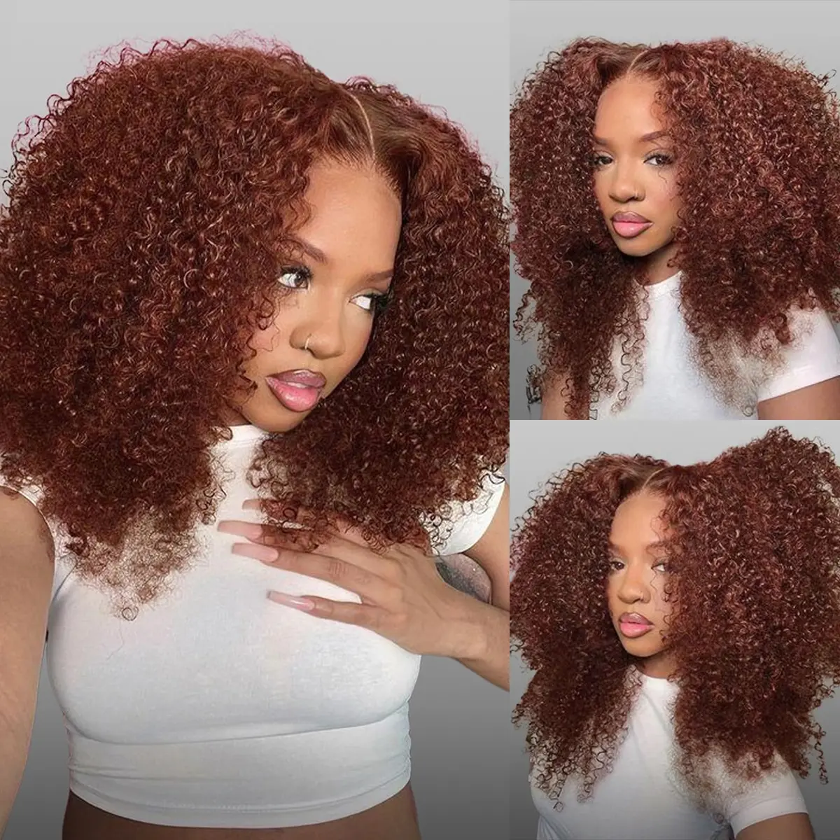 Wavymy Pre-Cut Lace Wig Put On and Go Wigs Reddish Brown Kinky Curly 7x5 Lace Closure Wig Wear Go Glueless Beginner Wig