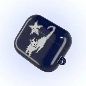Navy Blue Cat and Star, Cute Y2K Grunge Cover Accessories, AirPods Case Cover for AirPods 1 2 3 4 & AirPods Pro 1 2 3