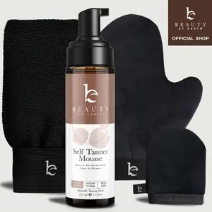 [BEAUTY BY EARTH] Self Tanner Mousse Kit - Flawless Smooth Sunless Tanning Safe Made in USA with 3 Piece Applicator Kit for Streak Free Even Application