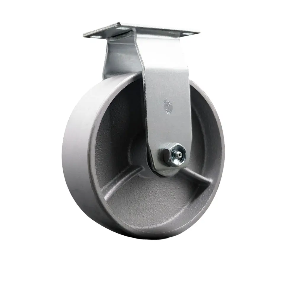 212 MAIN Heavy Duty Hardware Service Caster SCC-20R620-SSR, Rigid Top Plate Caster, Silver - 6 in. x 2 in. Semi Steel Cast Iron Wheel with Roller Bearing