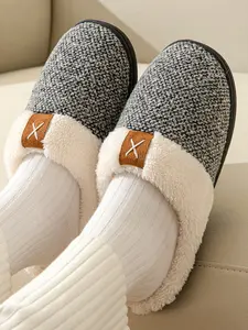 Women's Solid Color Warm Home Slippers, Plush Headless Slipper, Fall Winter Indoor Outdoor Wear, Casual Thick Sole Shoes, House Slides