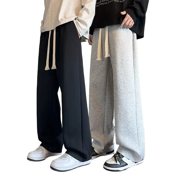 Men’s Cotton Knit Sweatpants (2-Pack) - Loose Straight-Leg, American Style Athletic Casual Pants
