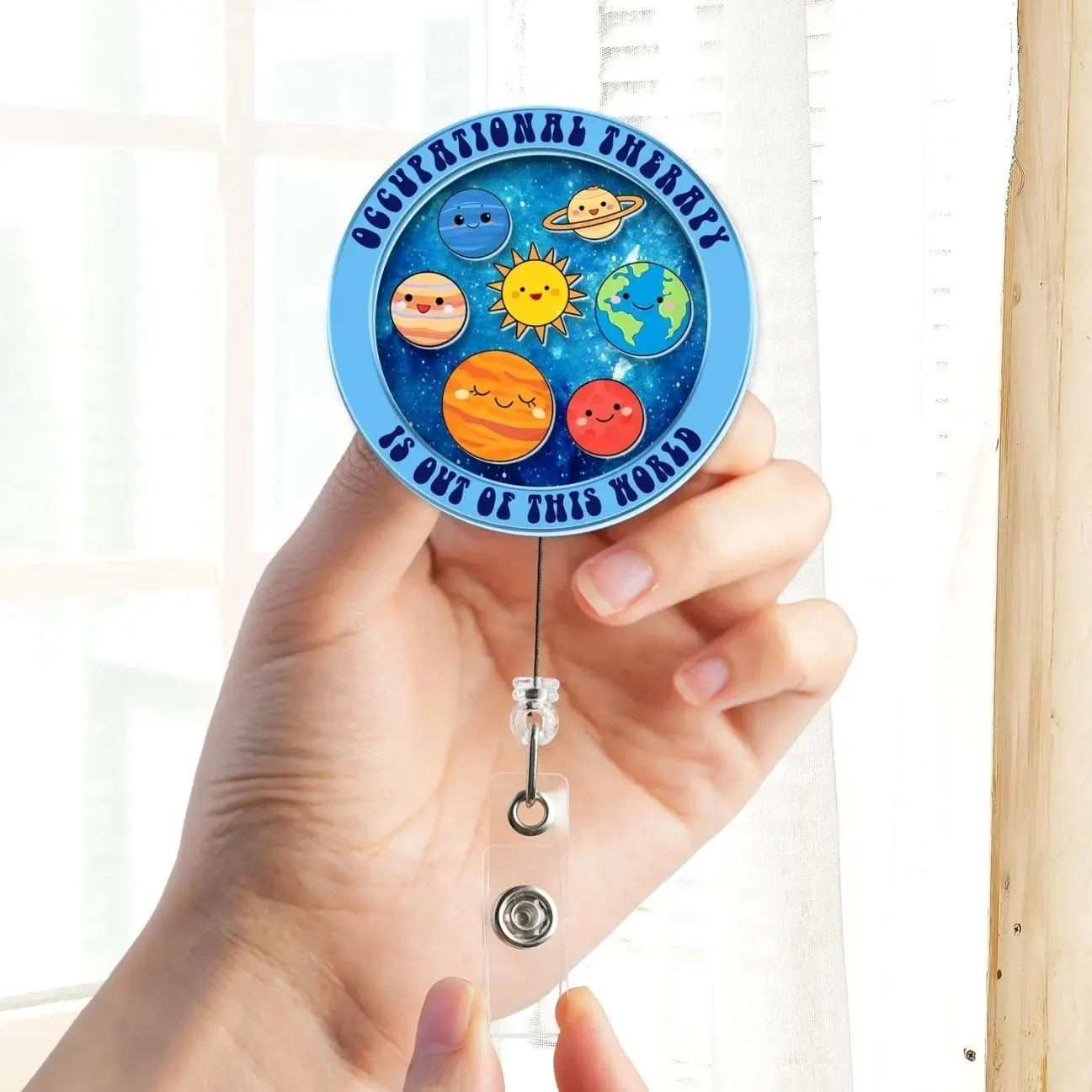 Occupational Therapy Shaker Badge Reel, OT Is Out of This World Badge, Cute OT Nurse ID Holder, Medical Shaker 7EW