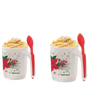 Set of 2 Poinsetta Mug w spoon