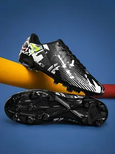 1 Pair Teen & Adult Graffiti Long Studs Soccer Cleats| Competitive Style | Durable Synthetic Leather Upper + TPU Anti-Slip Studs | For Natural/Artificial Turf / Student Leagues / Amateur Matches