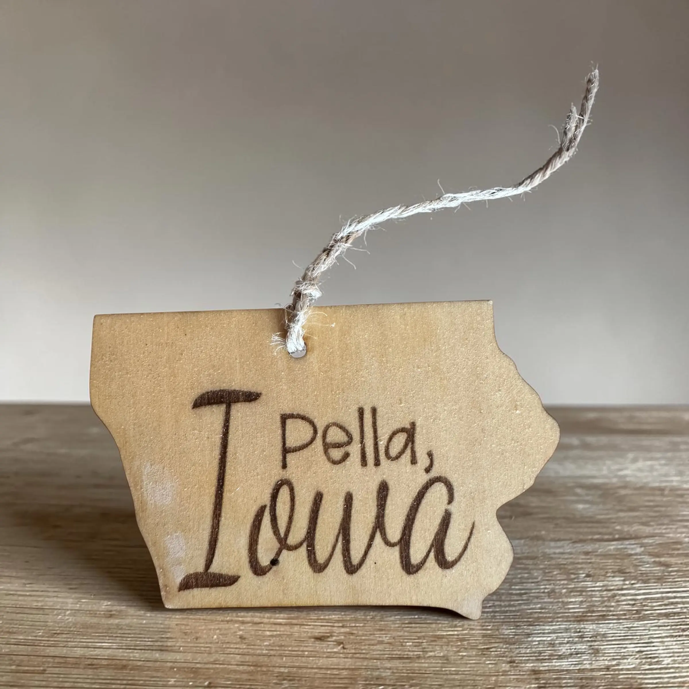 Laser-Engraved State Wooden Ornament or Hanging Charm