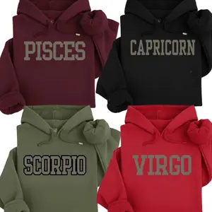 Minimalist Zodiac Hoodie | Bold College Letter Astrology Crewneck, Cozy Unisex Horoscope Pullover for Gemini, Aquarius & Pisces