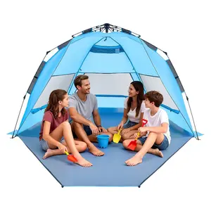 VEVOR Beach Tent Sun Shelter for 4 Person, Pop Up Beach Tent UPF 50+ Protection, Portable Sun Shade Canopy with Carrying Bag and Sand Pockets, Easy Setup Umbrella for Camping Fishing Outdoor PicnicVEVOR Super Brand Day