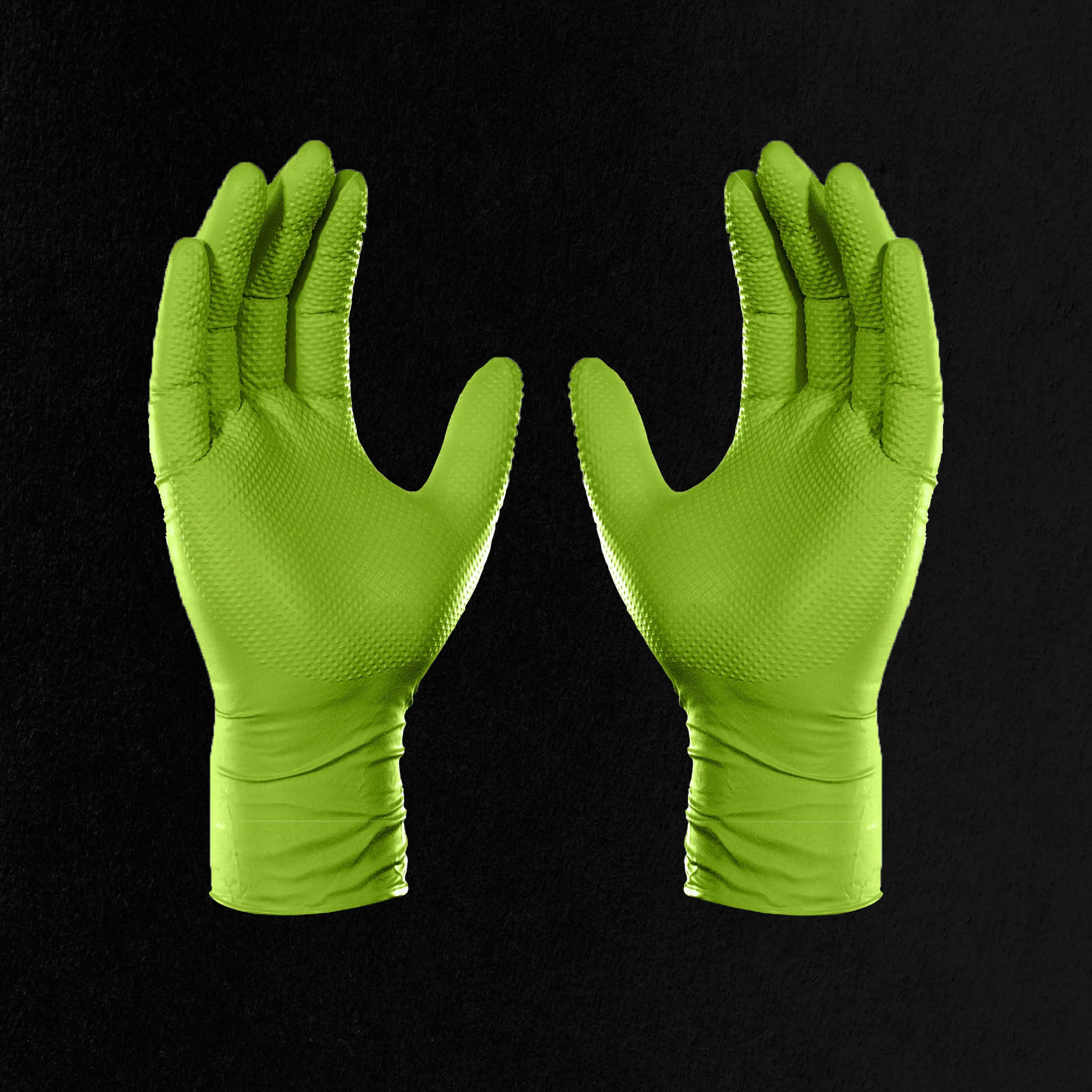 Digits Nitrile 8 Mil Heavy-Duty Diamond-Textured Gloves with Manufacturer Warranty - Box of 100 for Cleaning & Chemical Protection